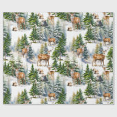 Die Rentiere des Weihnachtsmanns im Wald Geschenkpapier (Flach)