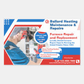 Die Reparatur der Heizanlage des Gebäudes wird ind Rechteckiger Aufkleber (Vorderseite)