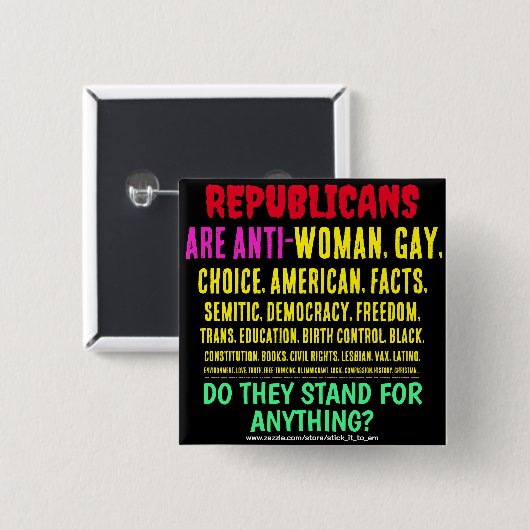 DIE REPUBLIKANER SIND ANTI-FRAU, GAY UND ALLES BUTTON (Vorne & Hinten)