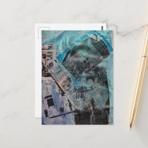 Die Retro-Arbeitsmann-Kiste und Sägen-Collage Postkarte