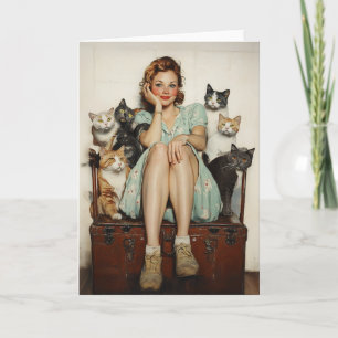 Die Retro Crazy Cat Lady Vibes Einladung