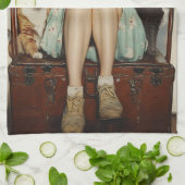 Die Retro Crazy Cat Lady Vibes Geschirrtuch (Gefaltet)