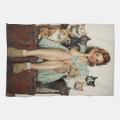 Die Retro Crazy Cat Lady Vibes Geschirrtuch (Horizontal)