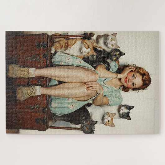 Die Retro Crazy Cat Lady Vibes Puzzle (Horizontal)