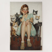 Die Retro Crazy Cat Lady Vibes Puzzle (Vertikal)