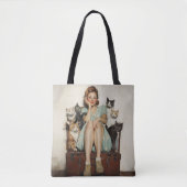 Die Retro Crazy Cat Lady Vibes Tasche (Vorderseite)