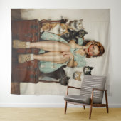 Die Retro Crazy Cat Lady Vibes Wandteppich (Beispiel (Horizontal))