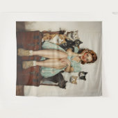 Die Retro Crazy Cat Lady Vibes Wandteppich (Vorderseite (Horizontal))