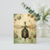 Die Retro-Creepy-Insektendame Postkarte (Stehend Vorderseite)