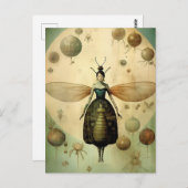 Die Retro-Creepy-Insektendame Postkarte (Vorne/Hinten)