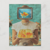 Die Retro-Fisch-Gelatine-Dinnerin Postkarte (Vorderseite)