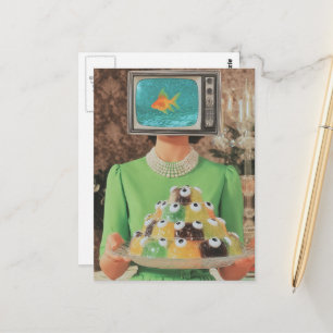 Die Retro-Fischauge-Gelatine-Dame Postkarte
