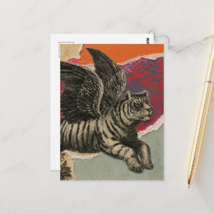 Die Retro Flying Tiger Mixed Media Collage Postkarte
