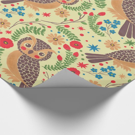 Die Retro gehörnte Eule Geschenkpapier (Ecke)