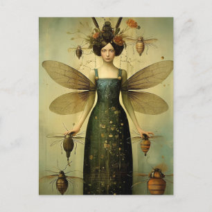Die Retro-Insekten-Lady Gruselig Postkarte