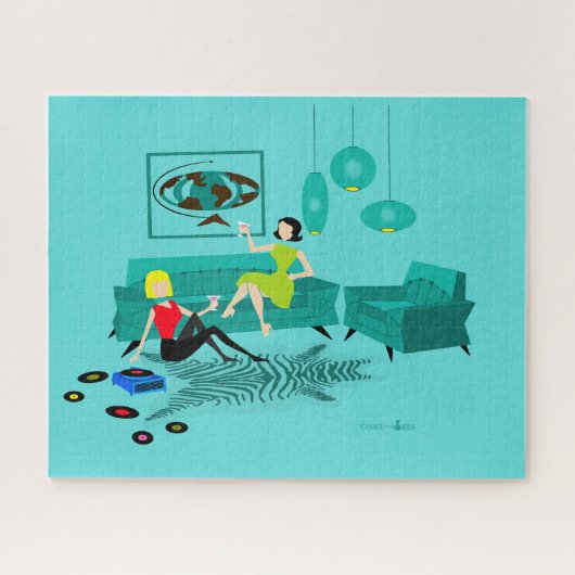 Die Retro Nacht des Mädchens im Puzzlespiel Puzzle (Horizontal)