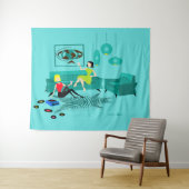 Die Retro Nacht des Mädchens in der Tapisserie Wandteppich (Beispiel (Horizontal))