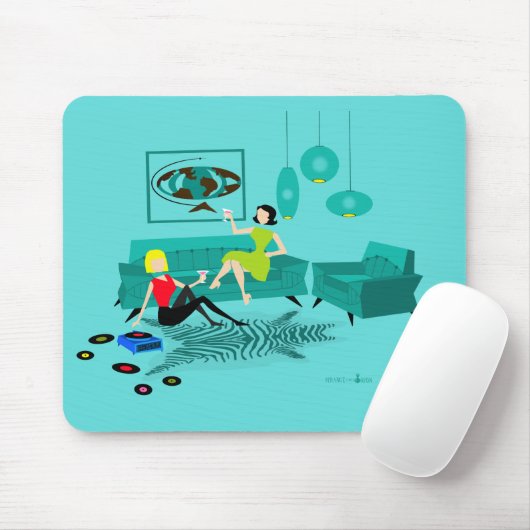 Die Retro Nacht des Mädchens in Mousepad (Mit Mouse)