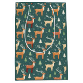 Die Retro-Rentierbeutel des Weihnachtsmanns Mittlere Geschenktüte (Vorderseite)