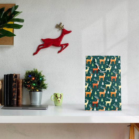 Die Retro-Rentierbeutel des Weihnachtsmanns Mittlere Geschenktüte