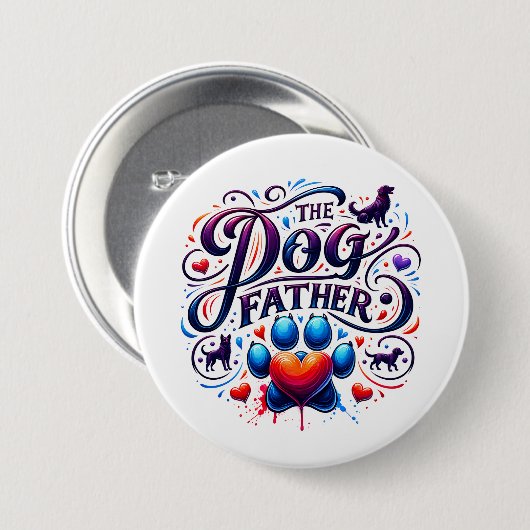 Die Retro-Typografie des Hundes Button (Vorne & Hinten)