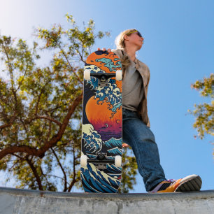 Die Retrowelle des Stils reiten Skateboard