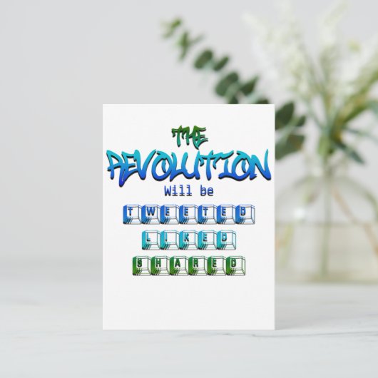 Die Revolution wird als gemeinsam getweetet (Ver.2 Postkarte (Stehend Vorderseite)
