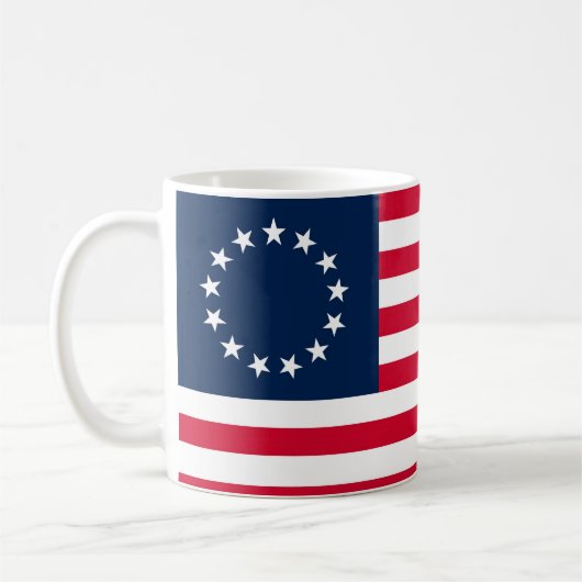 Die revolutionäre Kriegs-Betsy- Rossflagge Kaffeetasse (Links)