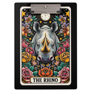 Die Rhino-Tarotkarte Stärke Schutz Macht Klemmbrett