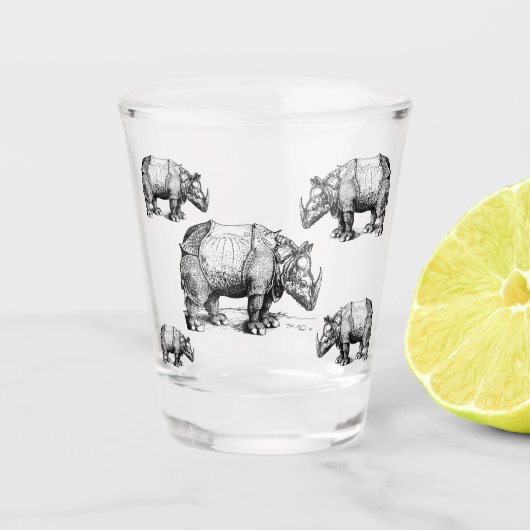 Die Rhinozeros Schnapsglas (Vorderseite)