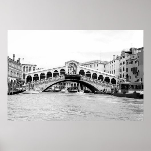 Die Rialto-Brücke ist schwarz und weiß, Venedig. Poster (Vorne)