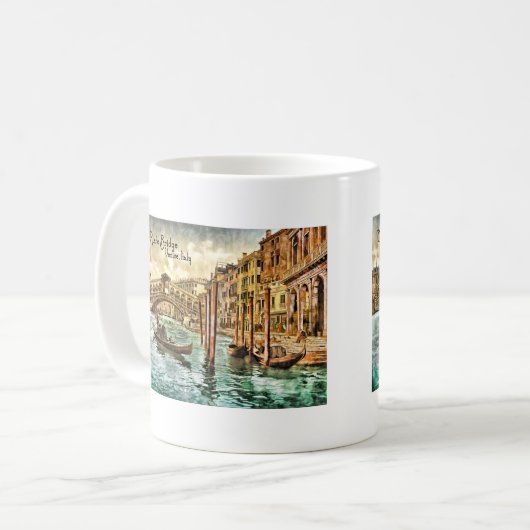 Die Rialto Brücke Kaffeetasse (Vorderseite Links)
