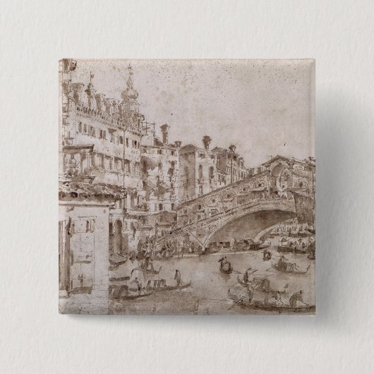 Die Rialto Brücke, Venedig Button (Vorderseite)