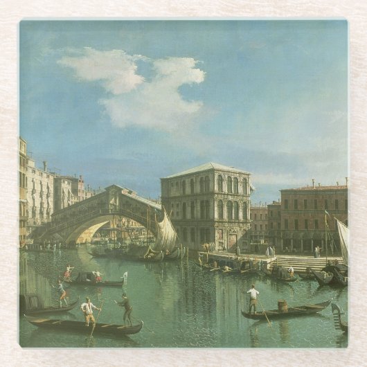 Die Rialto Brücke, Venedig Glasuntersetzer (Vorderseite)