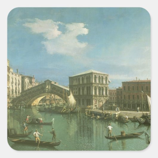 Die Rialto-Brücke, Venedig Quadratischer Aufkleber (Vorderseite)
