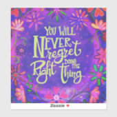 Die richtige Sache vergnügt sich mit Lila Blumenin Aufkleber (Blatt)