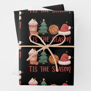 Die richtige Saison Basketballliebhaber Weihnachts Geschenkpapier Set