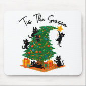 Die richtige Zeit Weihnachtsbaum Süße schwarze Kat Mousepad (Vorne)
