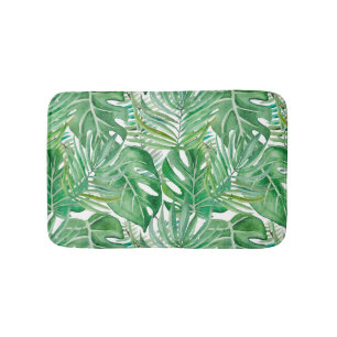 Die riesigen Blätter von Palmen und Monstera Badematte
