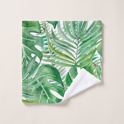 Die riesigen Blätter von Palmen und Monstera Badhandtuch Set (Waschlappen)