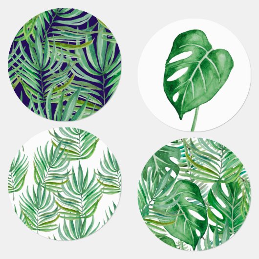 Die riesigen Blätter von Palmen und Monstera Etiketten (Gruppe)