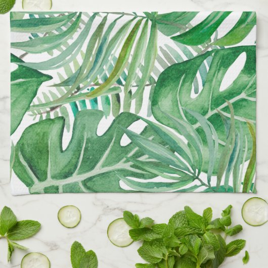 Die riesigen Blätter von Palmen und Monstera Geschirrtuch (Gefaltet)