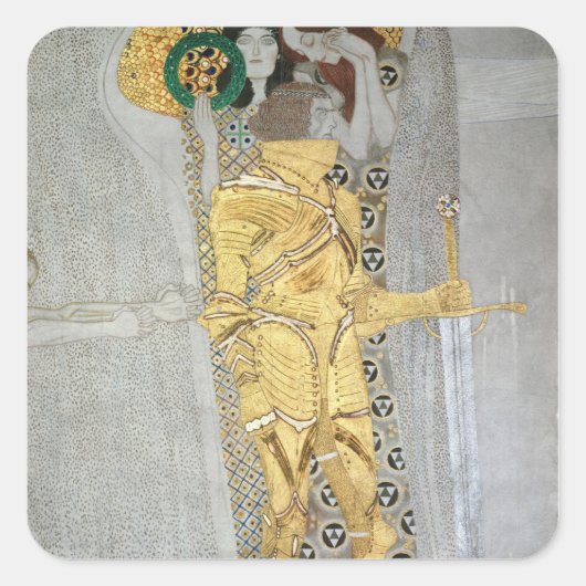 Die Ritterdetails der Beethoven-Frieze Quadratischer Aufkleber (Vorderseite)