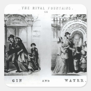 Die rivalisierenden Brunnen oder das Gin und Wasse Quadratischer Aufkleber