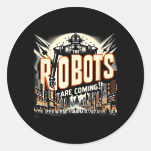 Die Roboter kommen - Clic Style Horror Design Runder Aufkleber