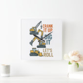 Die Roll-Baumaschine Lasse den Graph nach oben. Quadratische Wanduhr (Zuhause)