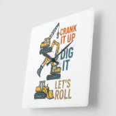 Die Roll-Baumaschine Lasse den Graph nach oben. Quadratische Wanduhr (Winkel)