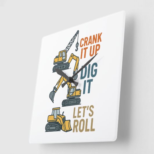 Die Roll-Baumaschine Lasse den Graph nach oben. Quadratische Wanduhr (Winkel)