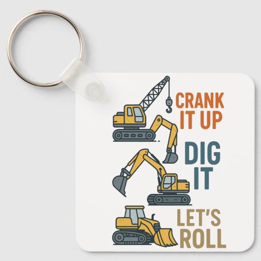 Die Roll-Baumaschine Lasse den Graph nach oben. Schlüsselanhänger (Vorderseite)