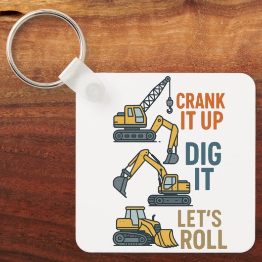 Die Roll-Baumaschine Lasse den Graph nach oben. Schlüsselanhänger (Vorderseite)